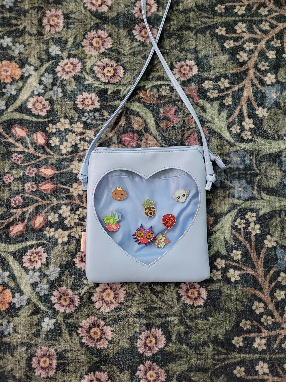 Heart Window Crossbody Bag - Light Blue